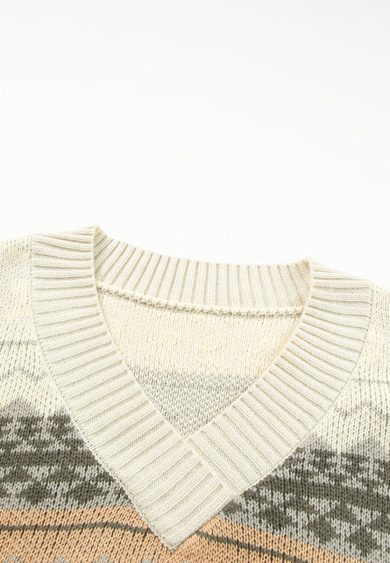 V-Neck Dropped Shoulder Sweater