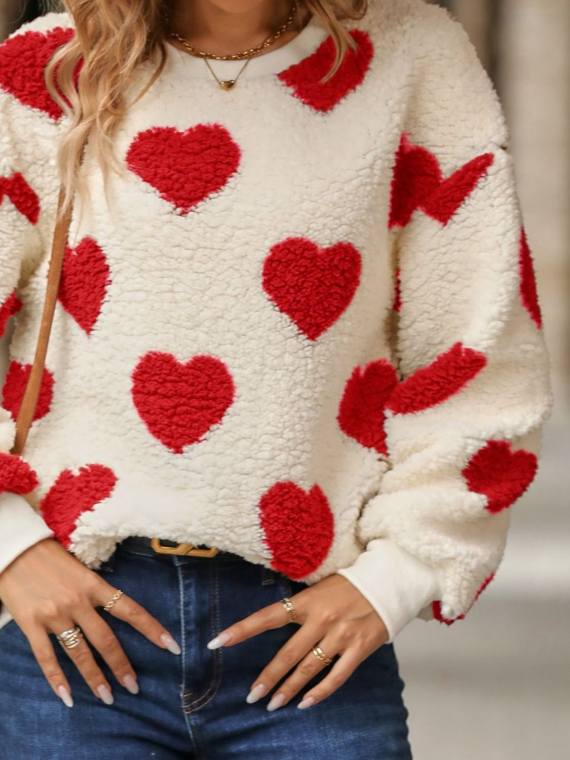 Heart Dropped Shoulder Sweatshirt