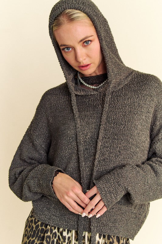 Shoulder Long Sleeve Hooded Sweater