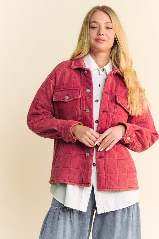 Button Down Shacket with Chest Pockets