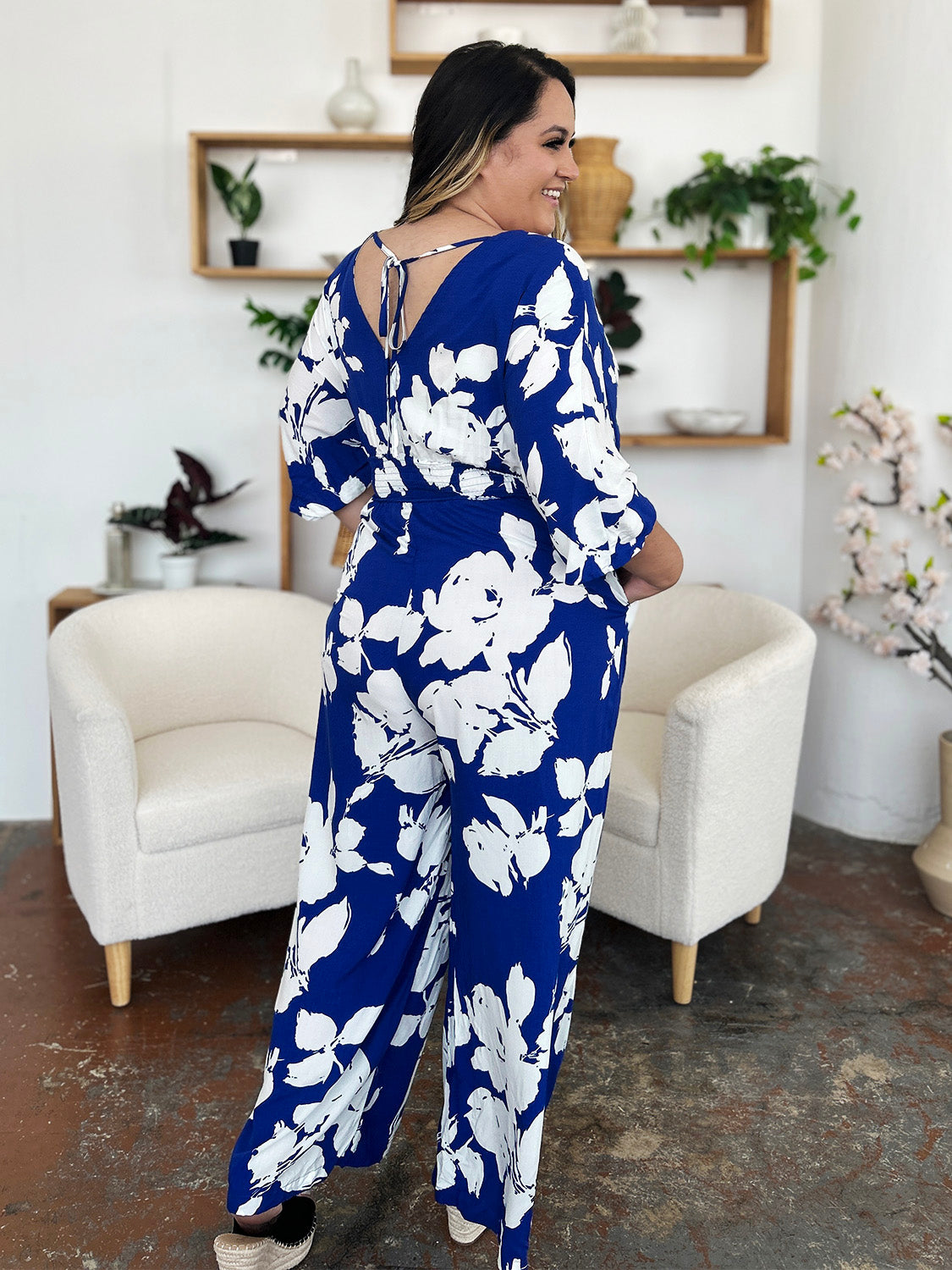 Tie Back Wide Leg Jumpsuit