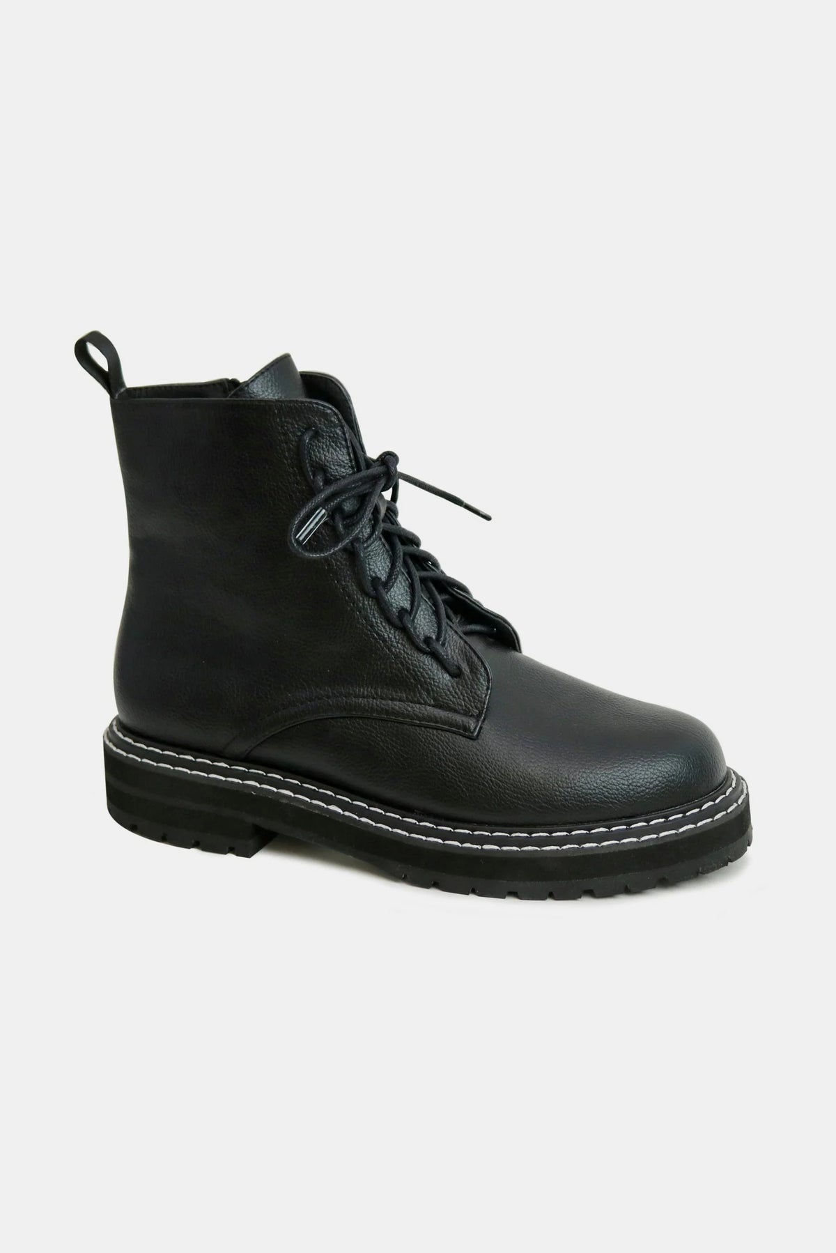 Lace-Up Boots with Side Zipper