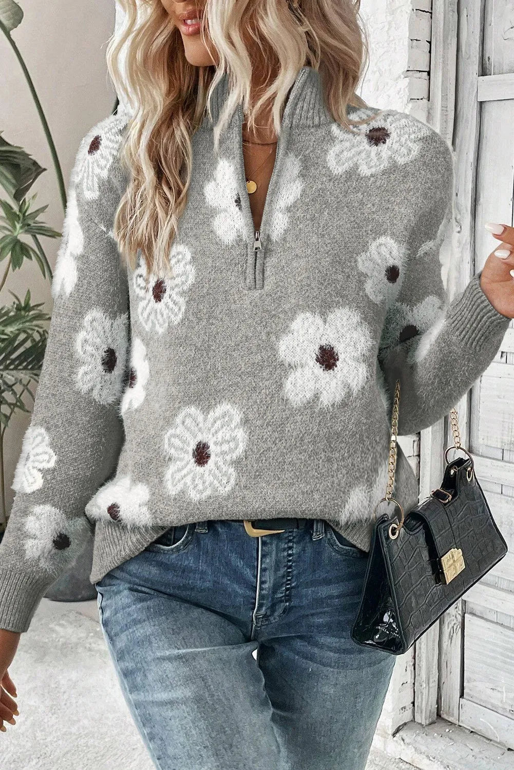 Zip Long Sleeve Sweater