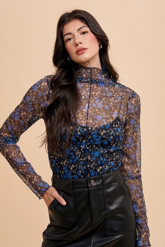 Hem Sheer Mesh Top