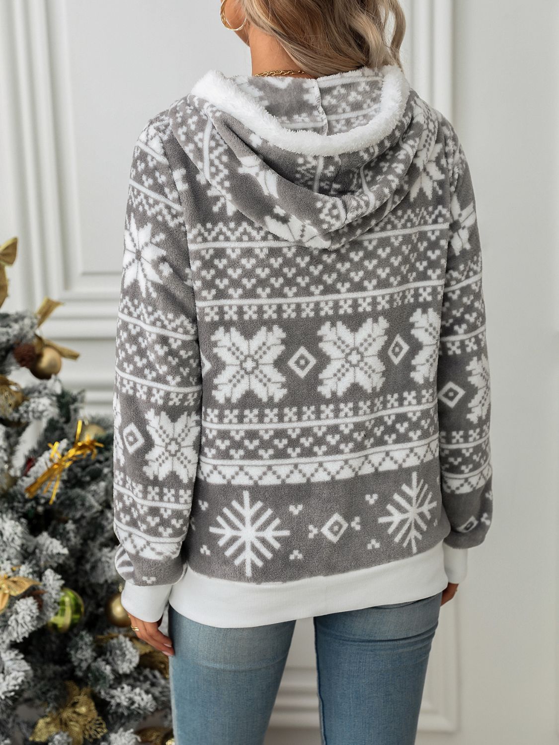 Snowflake Zip Up Hooded Outerwear