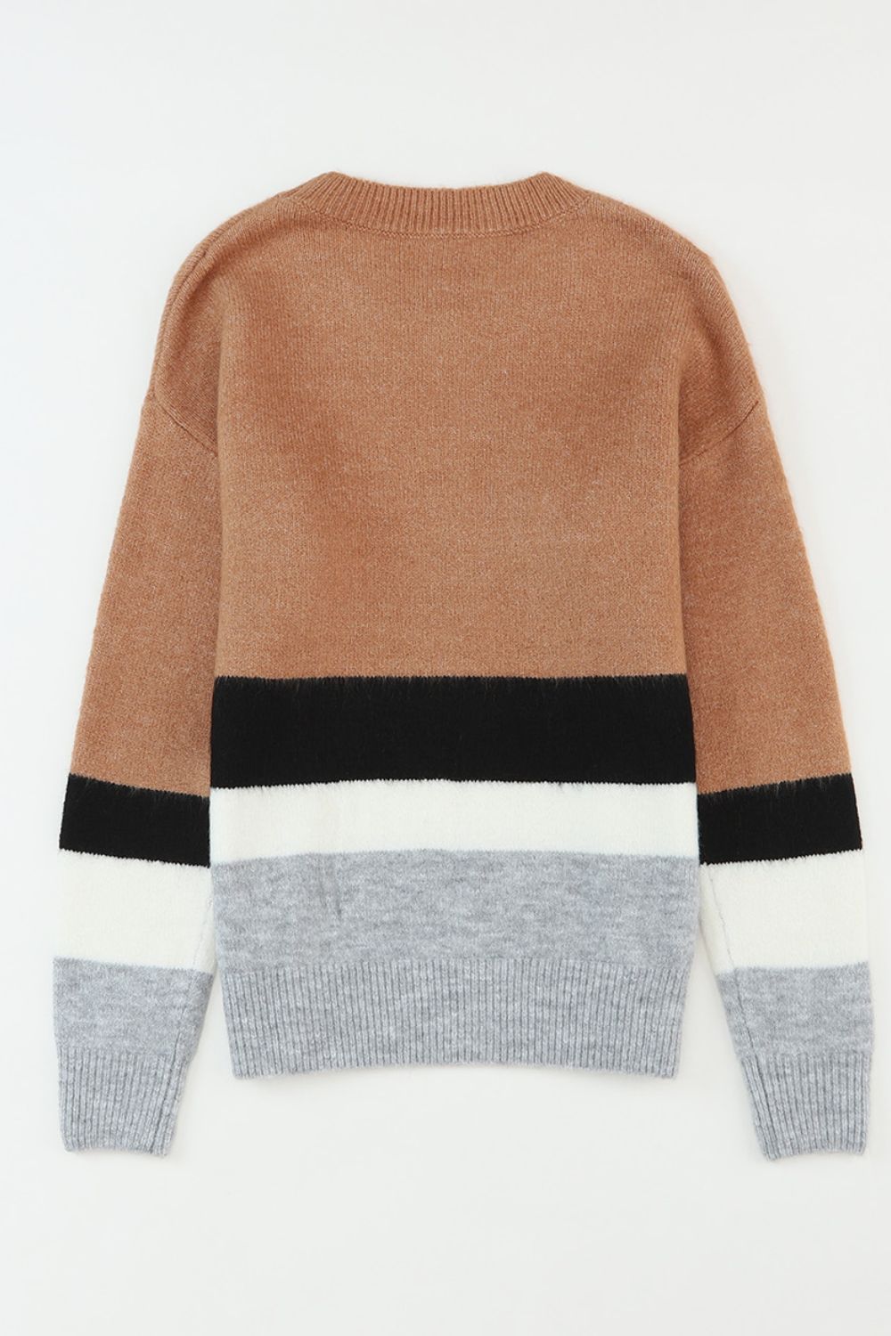 Color Block Round Neck Dropped Shoulder Sweater