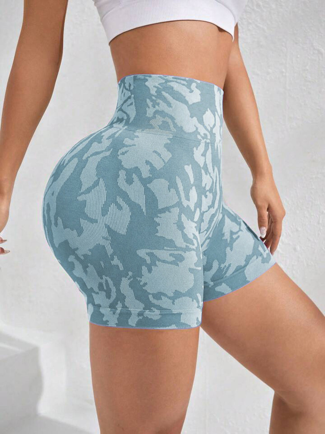 Printed High Waist Active Shorts