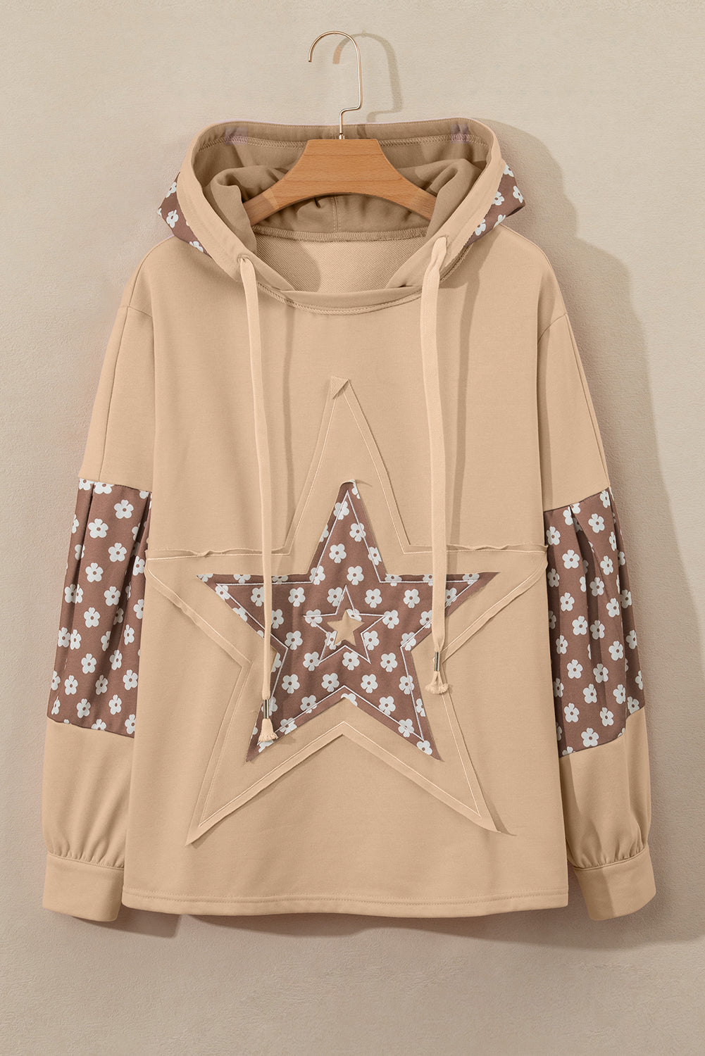 Floral Patchwork Drawstring Hoodie