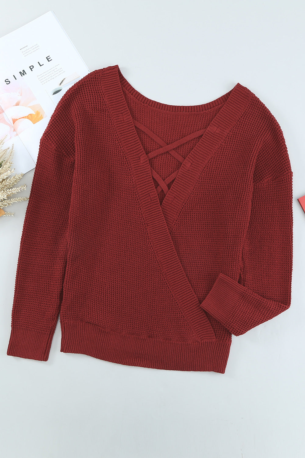 Crisscross Back Boat Neck Sweater