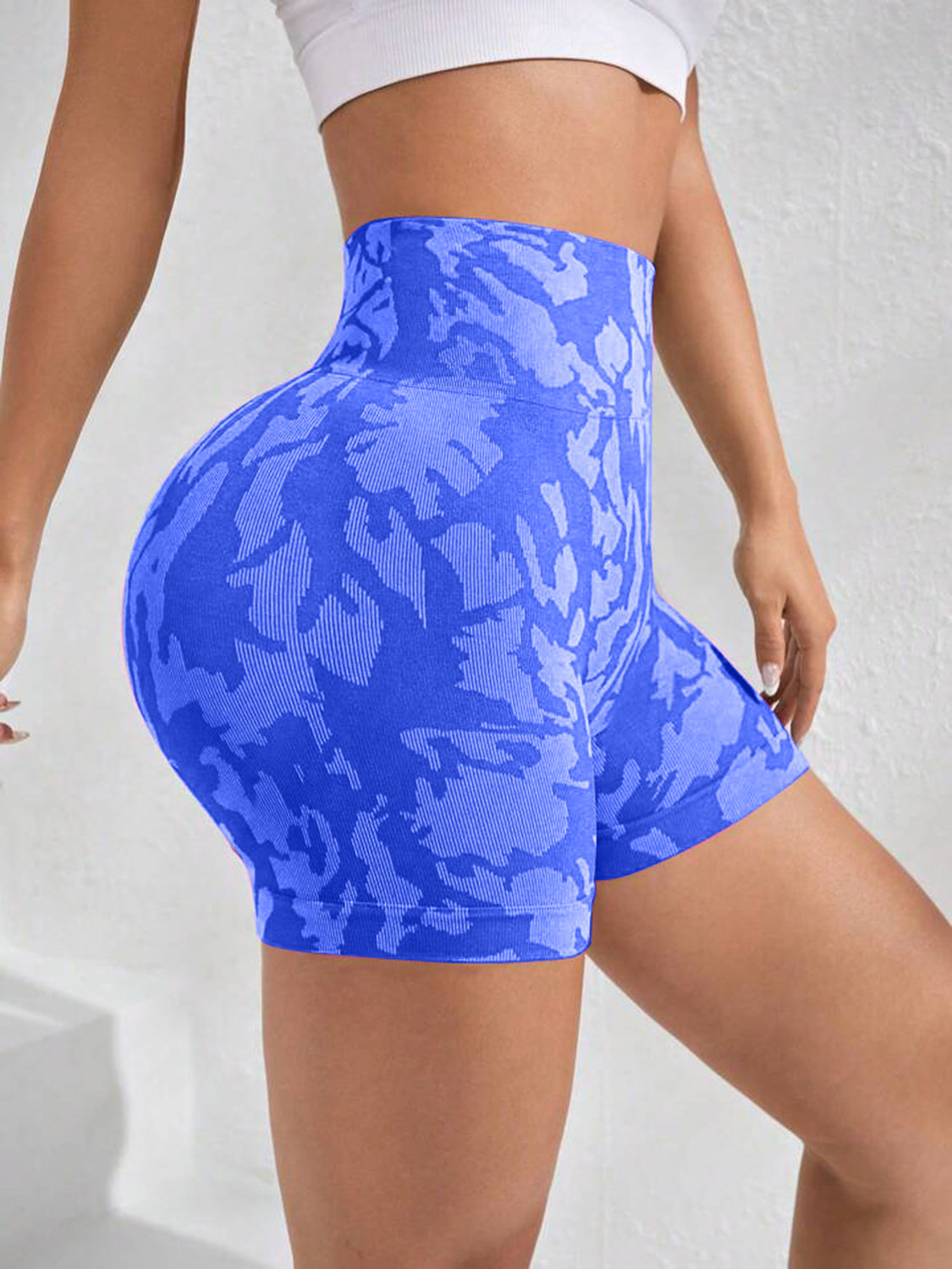 Printed High Waist Active Shorts