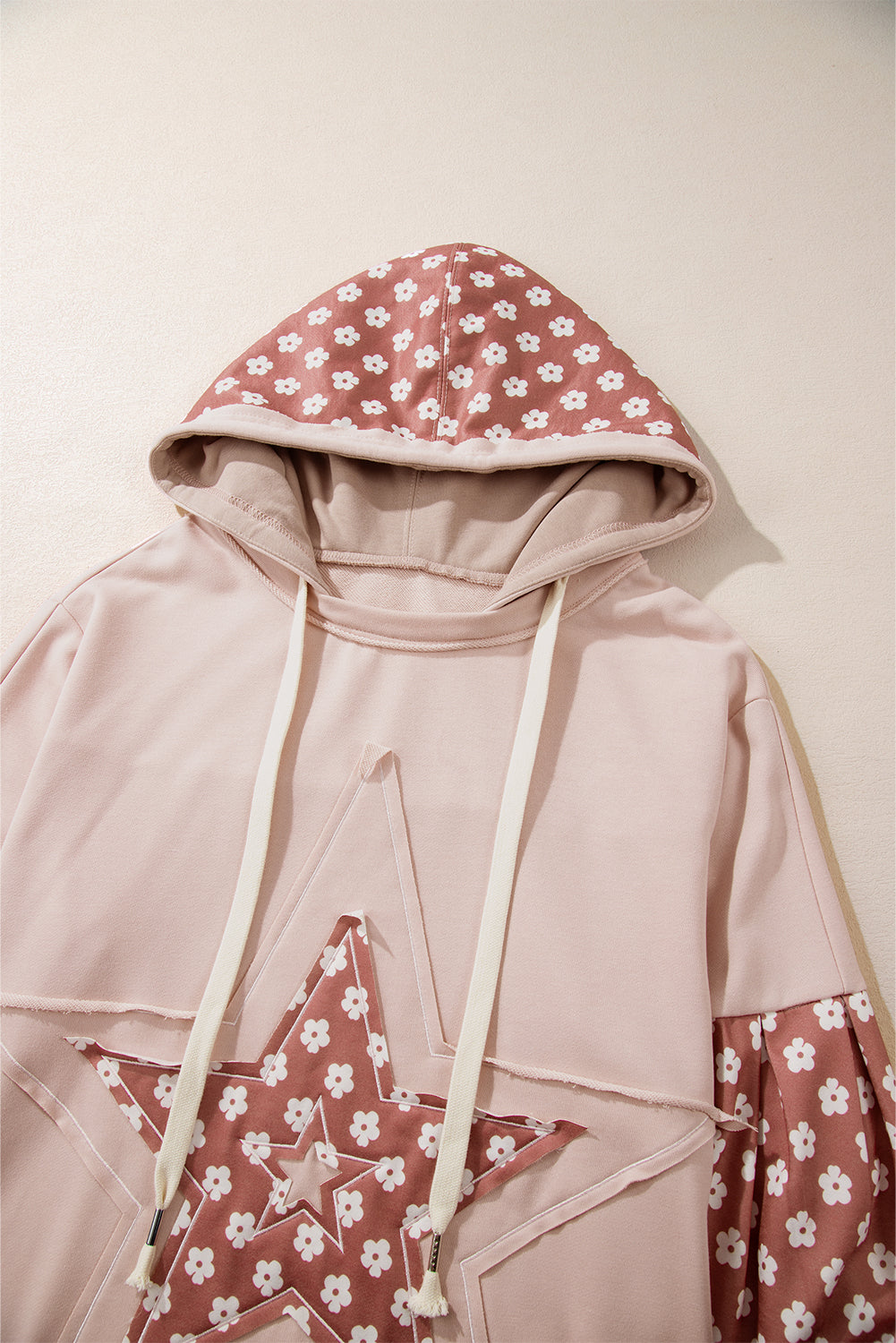 Floral Patchwork Drawstring Hoodie