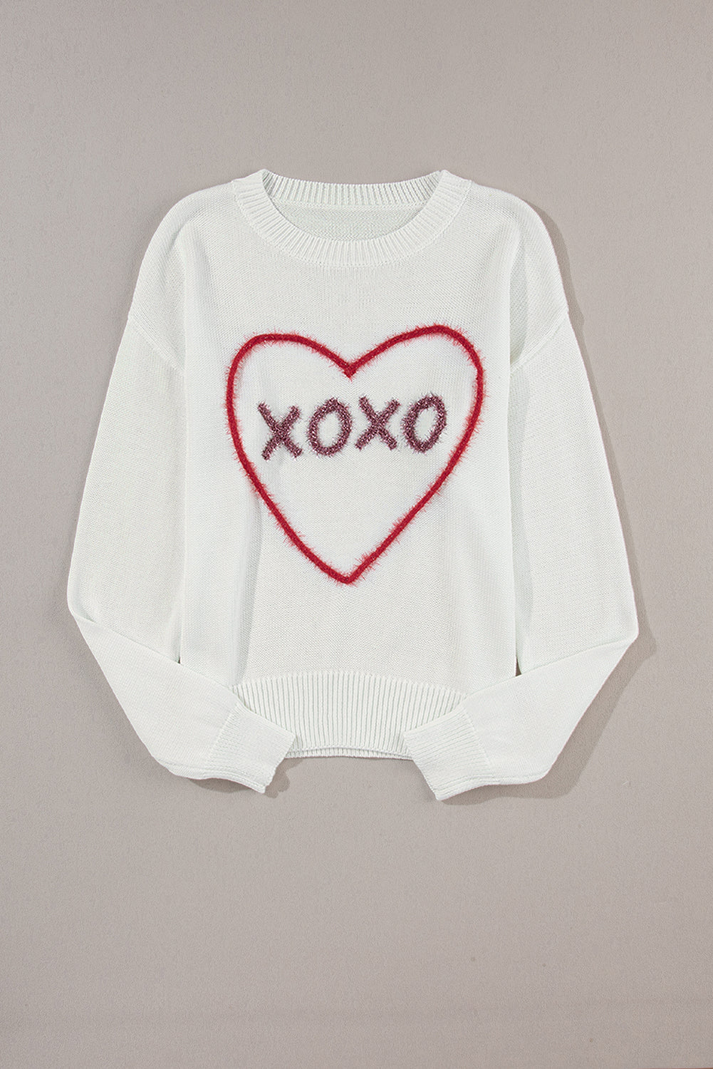 XOXO Round Neck Drop Shoulder Sweater