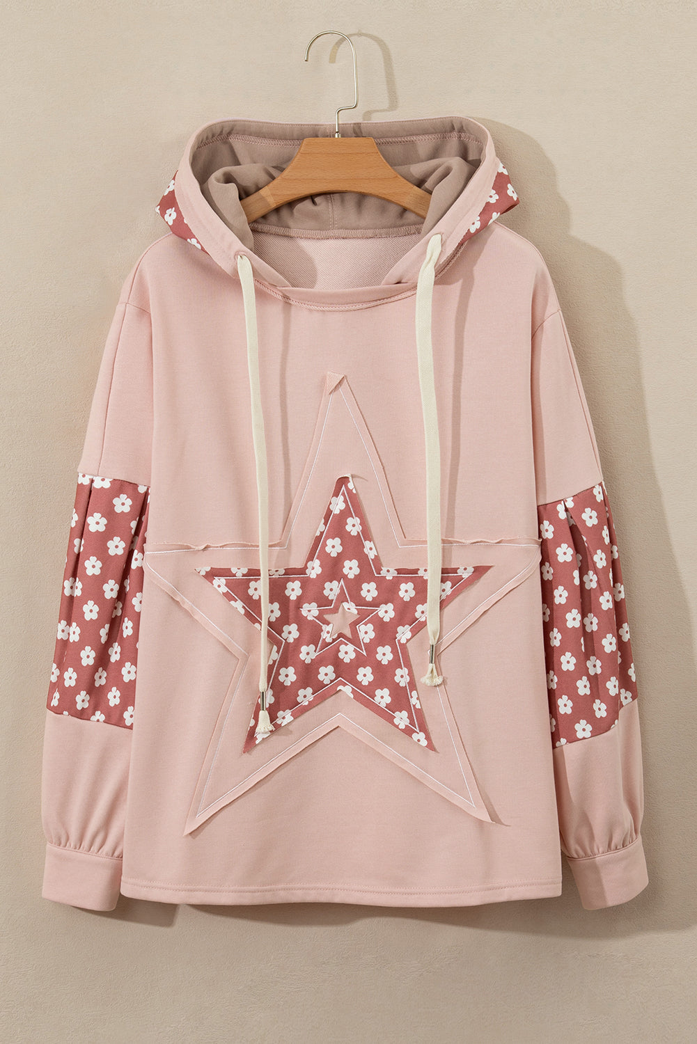 Floral Patchwork Drawstring Hoodie