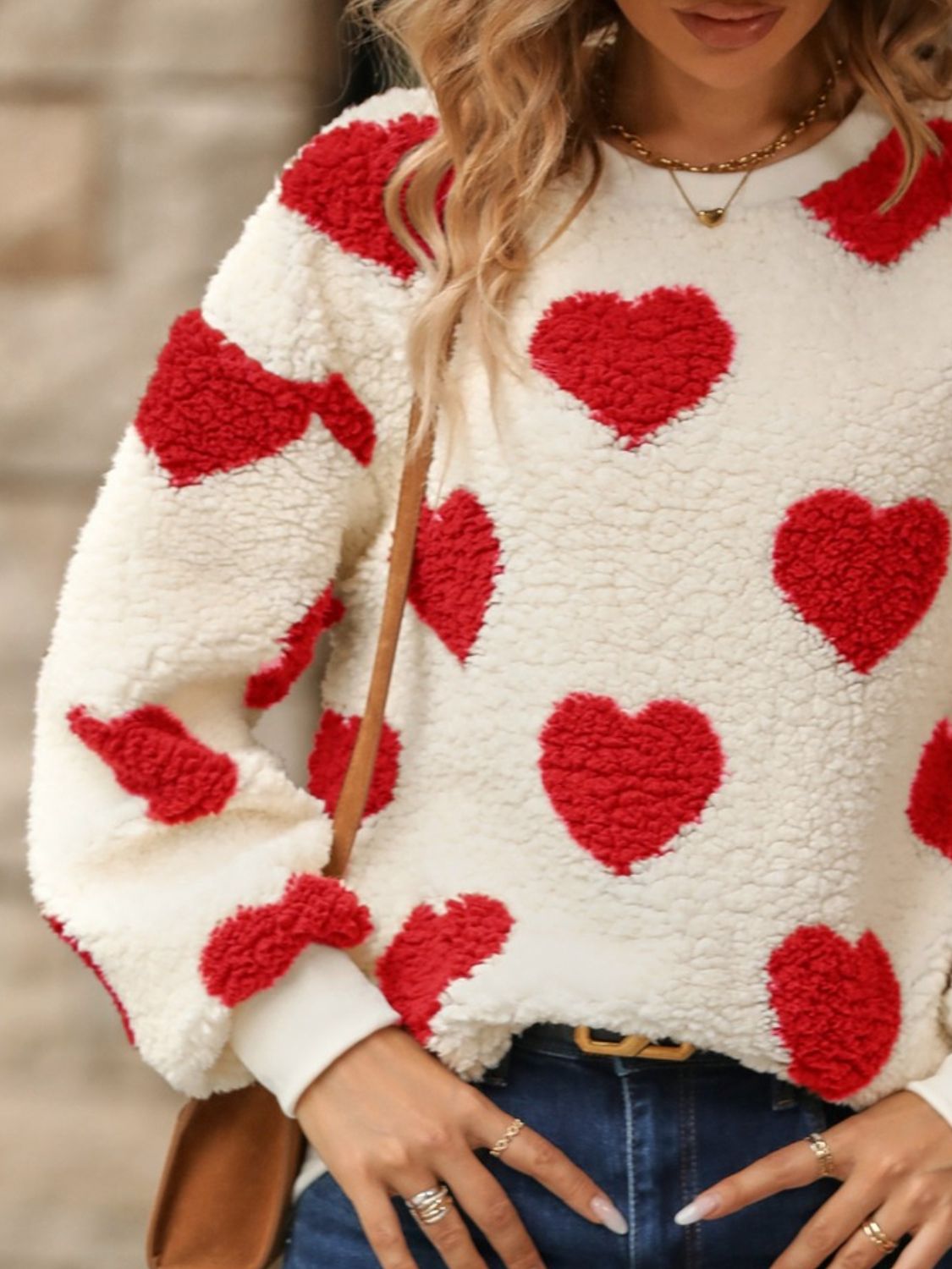 Heart Dropped Shoulder Sweatshirt