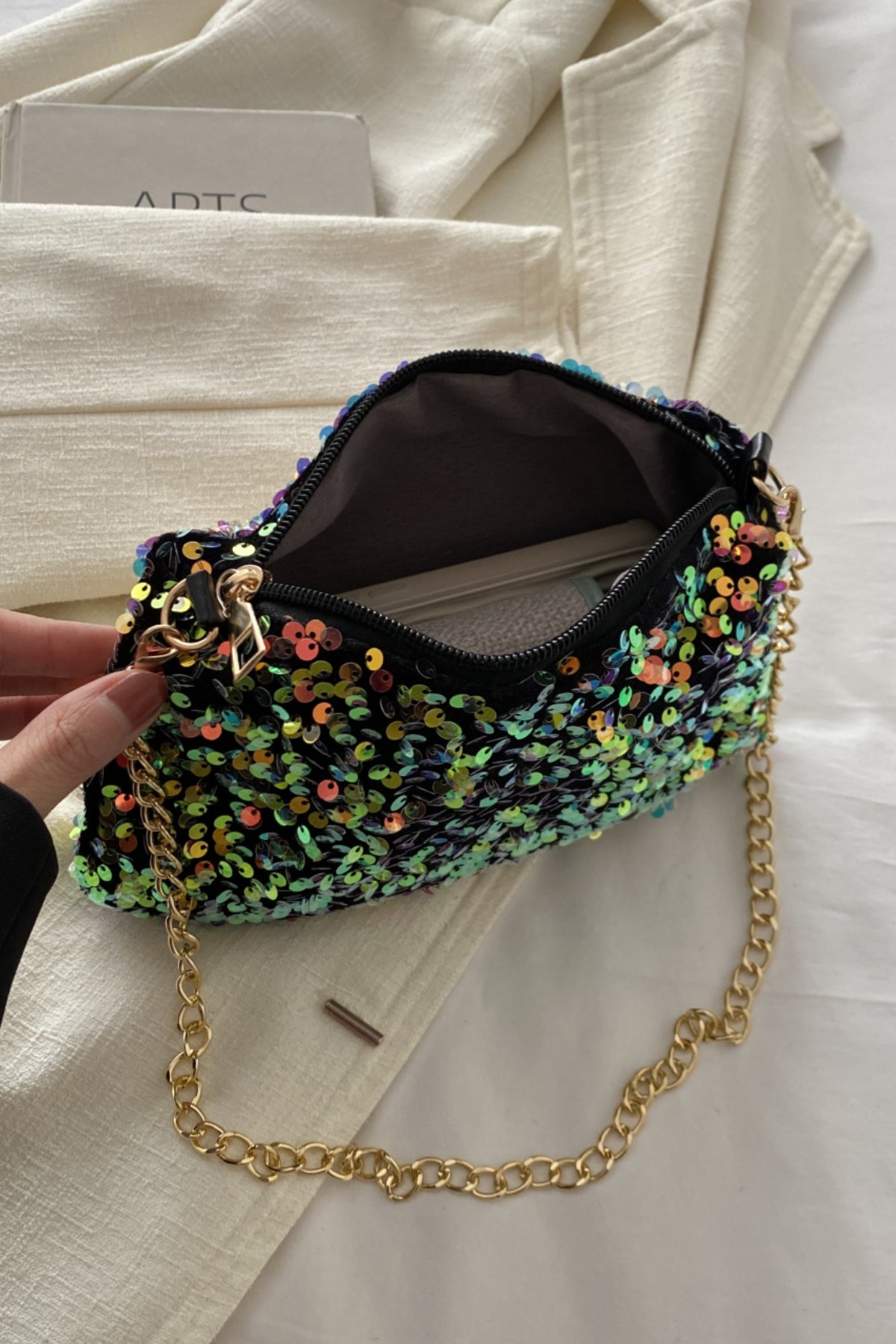 Sequin Removable Strap Shoulder Bag