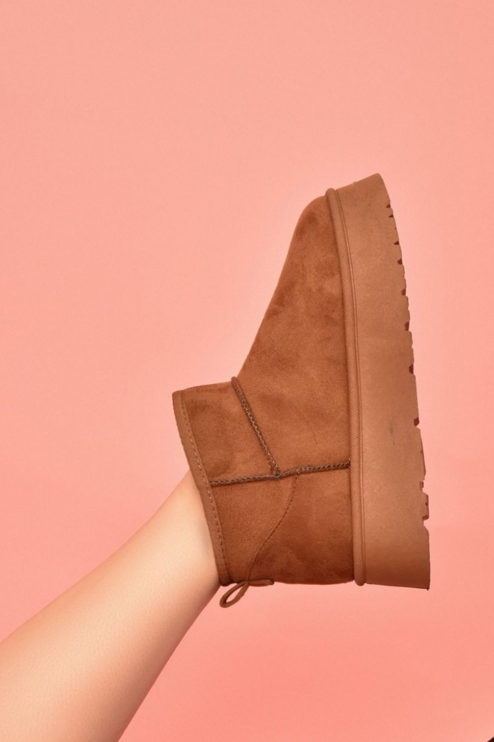 Suede Round Toe Platform Booties