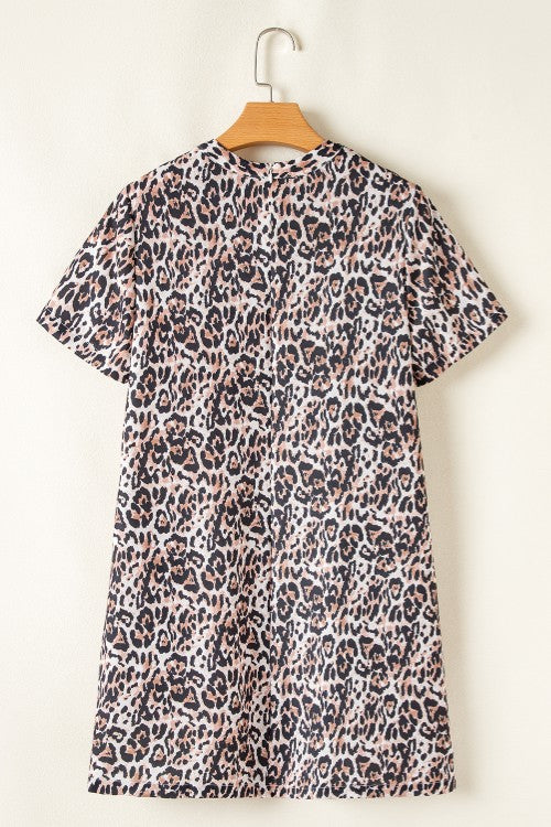 Leopard Short Sleeve Mini Dress