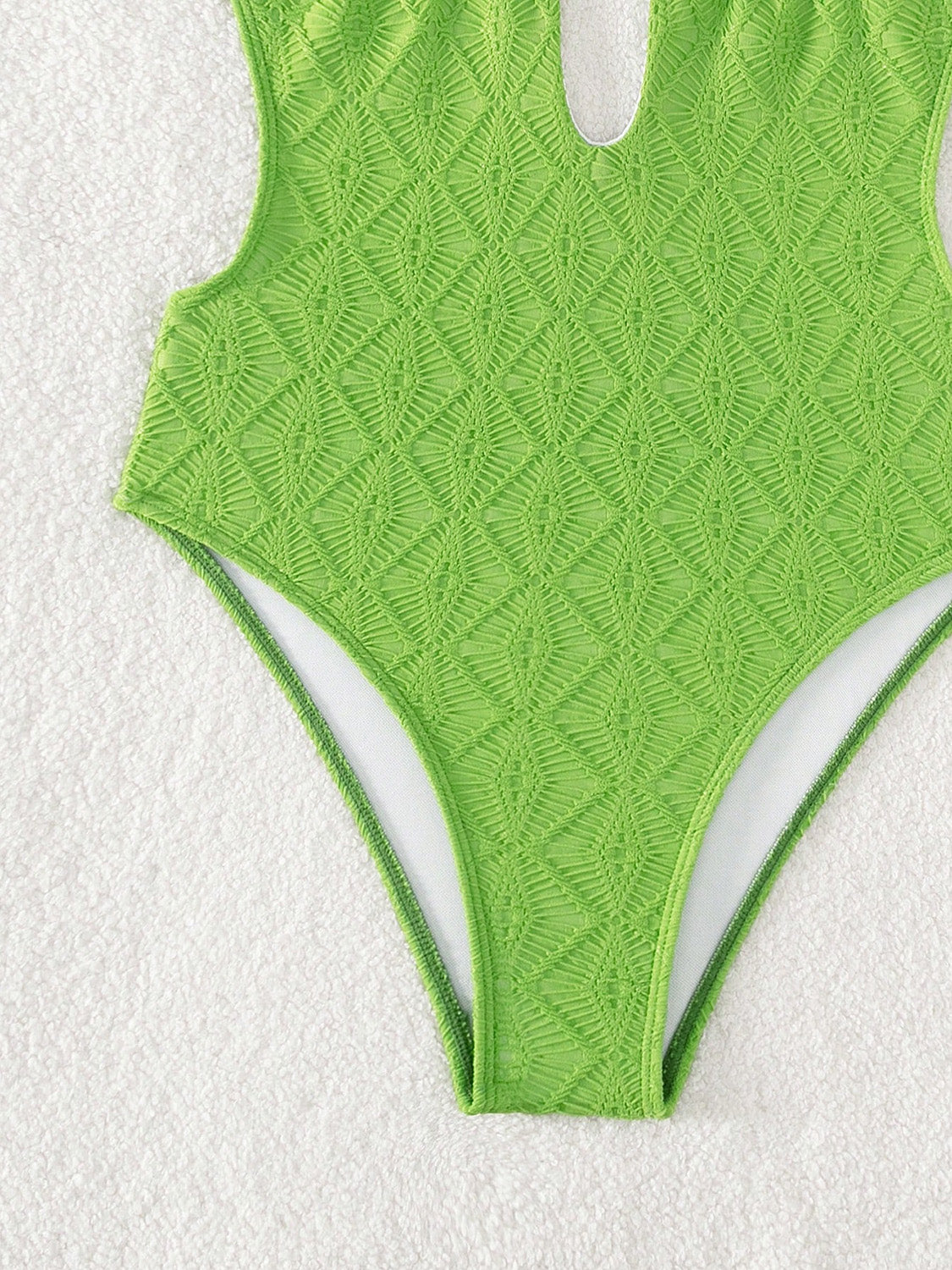 Textured Halter Neck One-Piece Swimwear