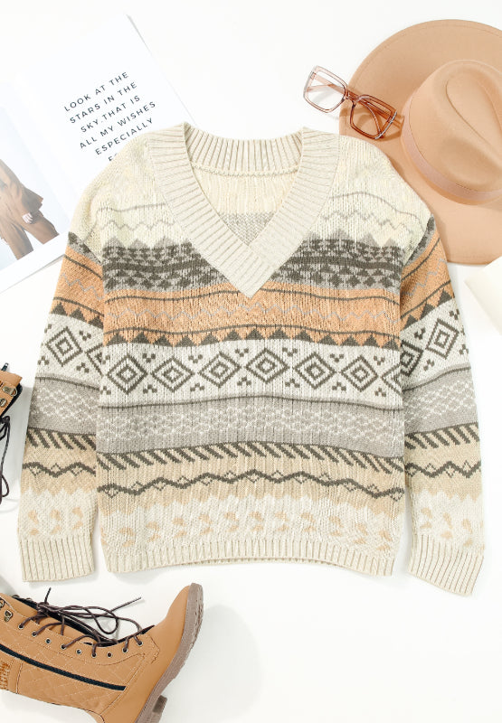 V-Neck Dropped Shoulder Sweater