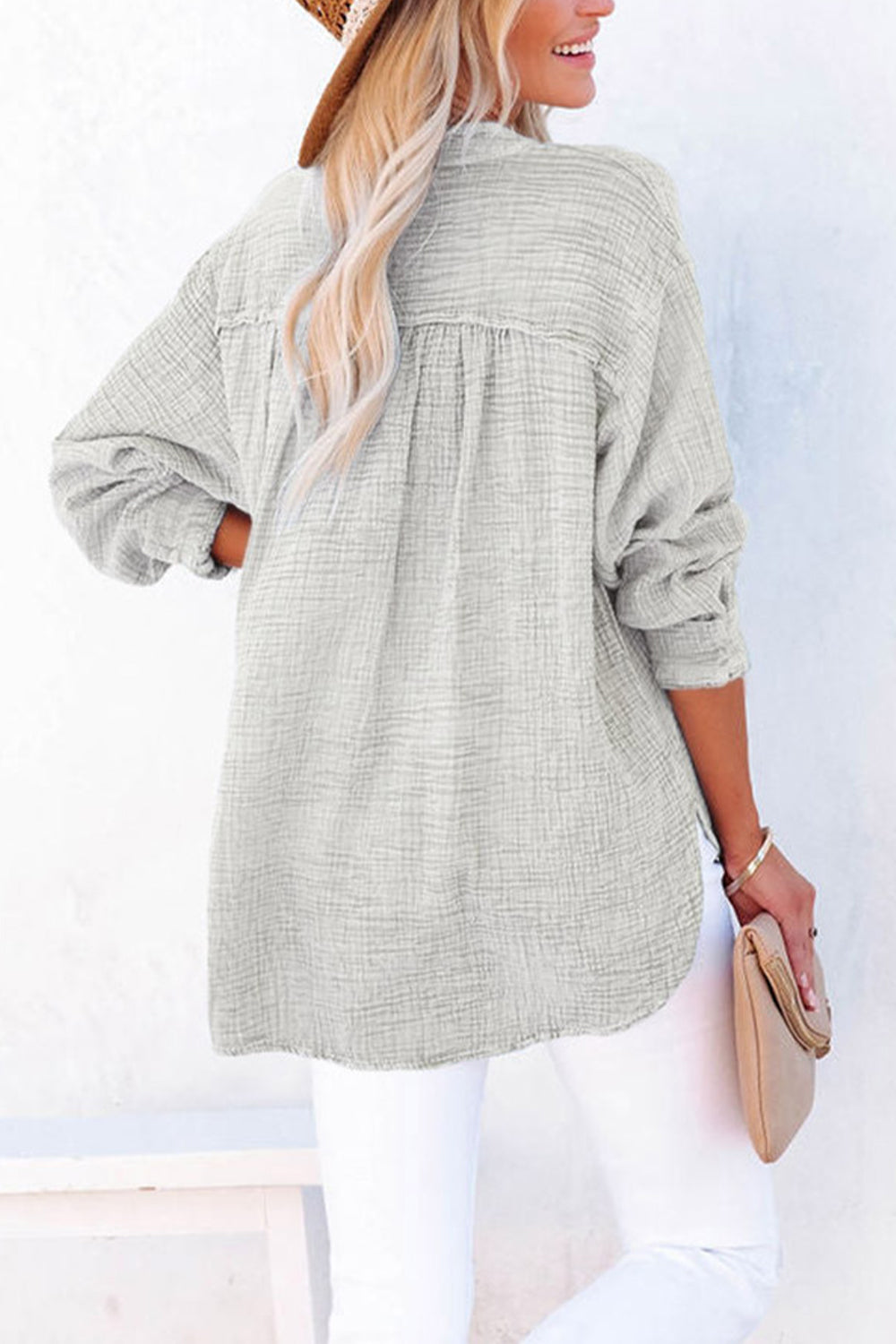 Buttoned Long Sleeve Blouse